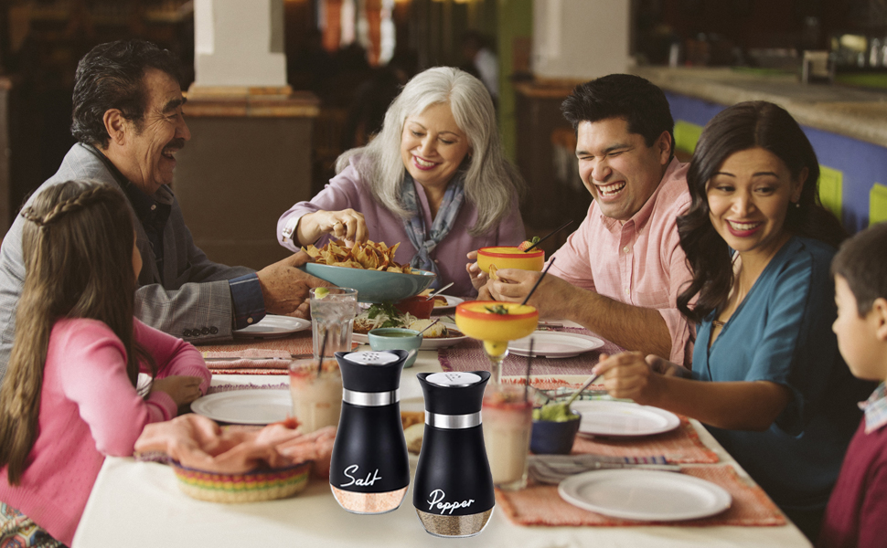 Набір соляної та перечної солілки з нержавіючої сталі з скляною пляшечкою, диспенсер для спецій, аксесуари для кухні, дому, ресторану, обіднього столу (Чорний)