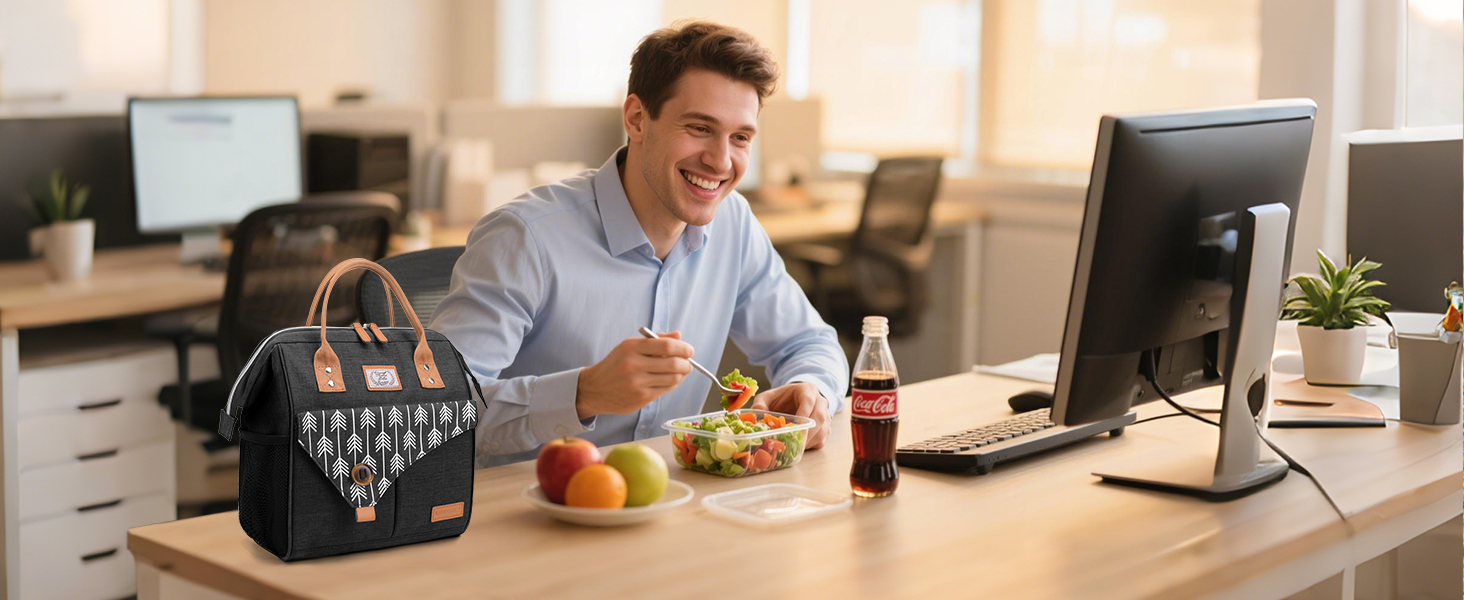 Термосумка Lekesky для жінок: ізольована ланч-бокс, 11л, чорна