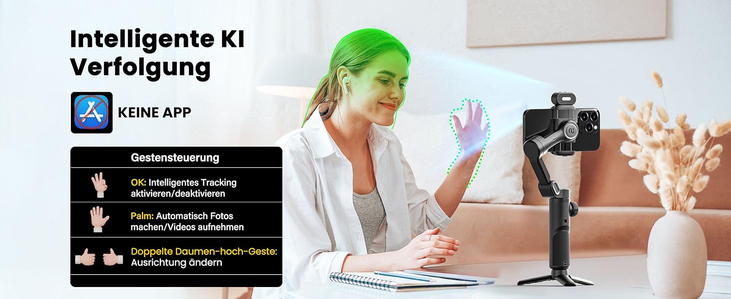 Стабілізатор для смартфона AOCHUAN 3-осьовий, складний, з фокусним колом, для iPhone та Android, Smart XE AI - для TikTok, YouTube, Vlog