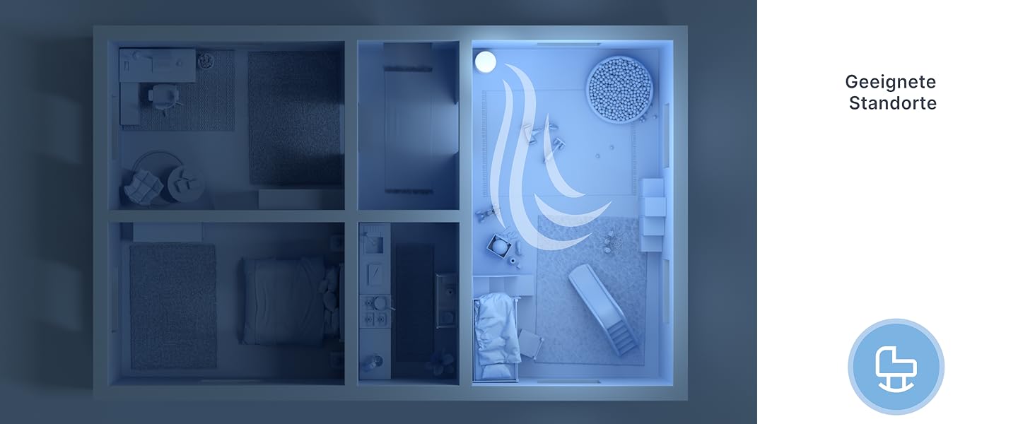 Увлажнитель воздуха Comedes Umecto 300 – для помещений до 45 м², тихий та енергоефективний, резервуар 2,8 л, продуктивність 300 мл/год, 99,9% менше бактерій завдяки холодному випаровуванню, для спальні, сумісний зі Smart Home