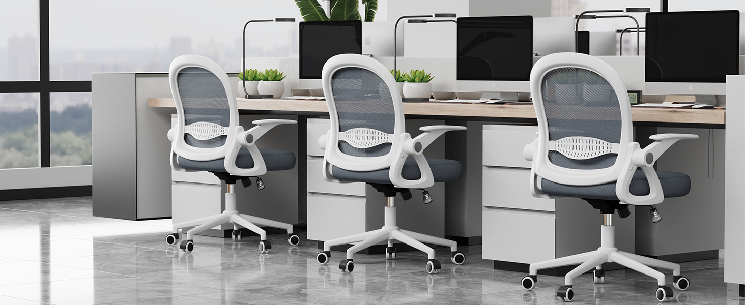 Офісний стіл Rattantree: ергономічний стілець з дихаючою спинкою, регульована висота, сітчаста конструкція, підлокітники, 360° обертання, для офісу та дому (темно-синій)