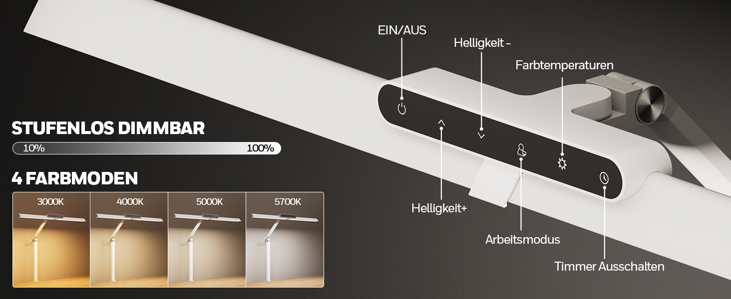 LED лампа Honeywell HJ1 Sunturalux™ для офісу та дому: регульоване світло, кріплення, захист очей, гнучкий дизайн