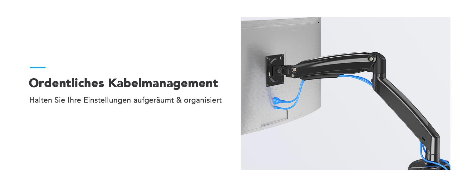 Кріплення для монітора HUANUO, 49 дюймів, ультраширокий, до 12 кг, з USB, VESA 75x75/100x100 мм, чорний