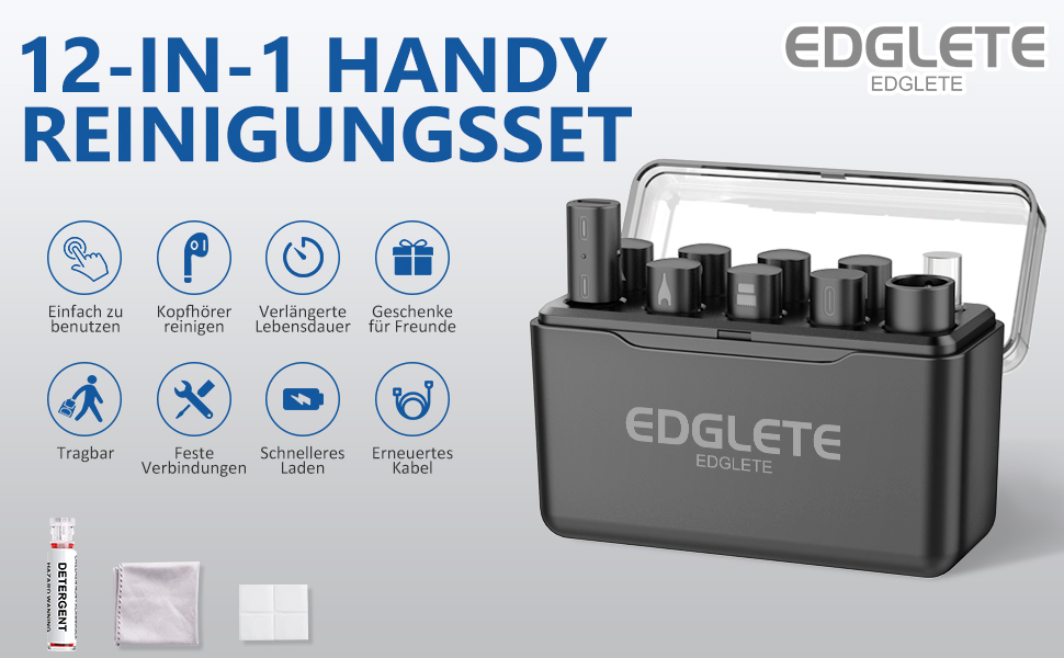 Набір для чищення iPhone та смартфонів: лінійний роз'єм, навушники, динаміки. Інструменти для ремонту iPad Pro, Lightning-кабель чорного кольору