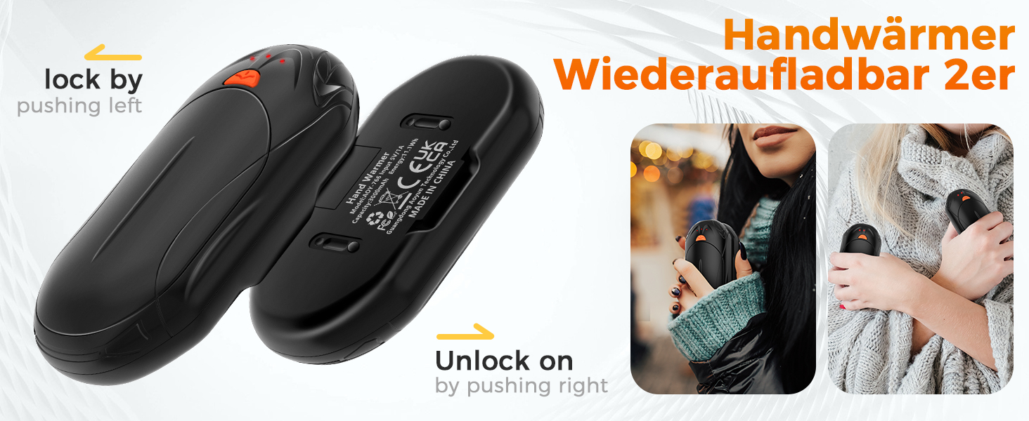 Електричний грілка для рук Bosoner: набір 2 шт, 6000mAh, USB, портативна, теплий подарунок для чоловіків та жінок, чорний