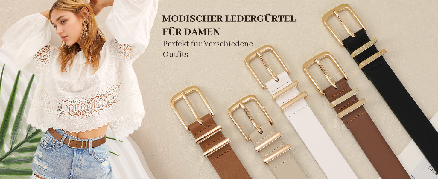 Жіночий шкіряний ремінь JasGood з золотою пряжкою, чорний колір, розмір M (76-90 см)