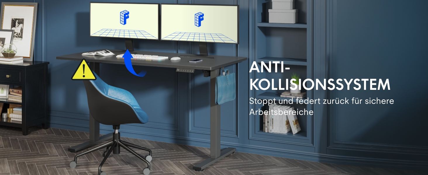 Регульований за висотою стіл FlexiSpot Basic – з органайзером для кабелів, гачками та суцільною стільницею. Ергономічний стіл для дому та офісу (120x60 см, горіх)