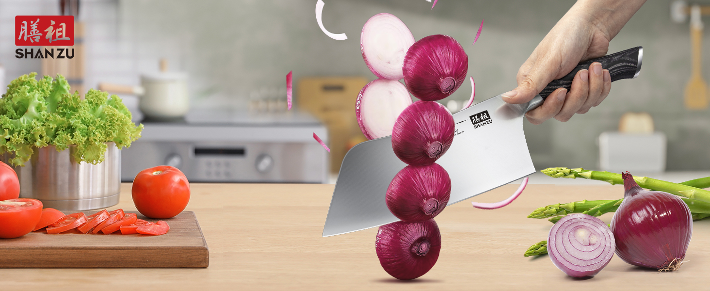 Ніж кухарський SHAN ZU, 18 см, професійний, з високоякісної сталі, з ручкою з дерева K133