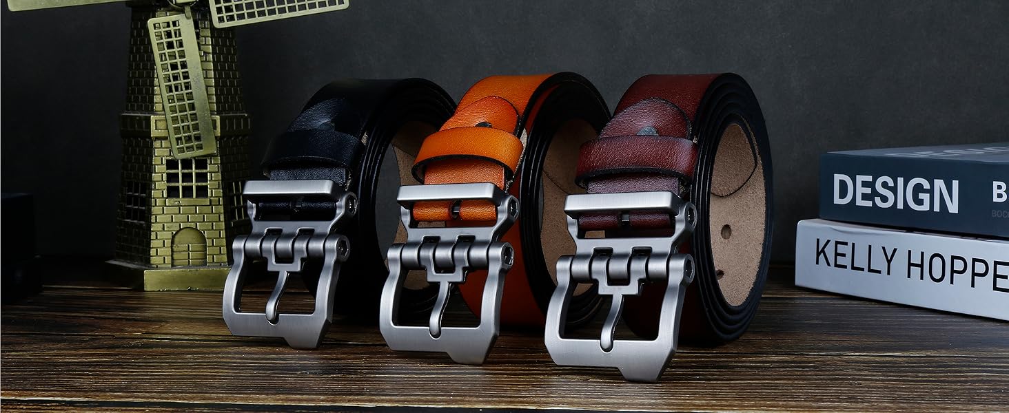 Чоловічий шкіряний ремінь JingHao, ширина 38 мм, довжина 110-170 см, універсальний, з дизайнерською пряжкою, чорний/коричневий, для великої талії (34'-36')