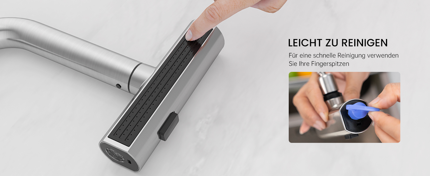 Чорний кухонний змішувач Appaso з висувною лійкою, 360° обертання, 2 режими струменя, для кухні | З нержавіючої сталі, водоспад