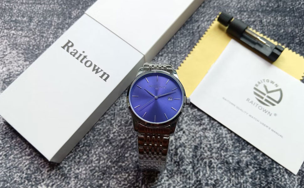 Чоловічий годинник на зап'ясті з нержавіючої сталі, водонепроникний, класичний, з великим циферблатом, мінімалістичний, аналоговий кварцовий годинник для чоловіків, синій, Hg-hlan