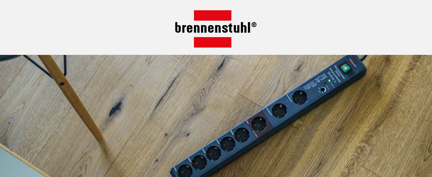 Мережевий фільтр Brennenstuhl Secure-Tec 8-фазний з захистом від перенапруги та функцією Main Follow, антрацит