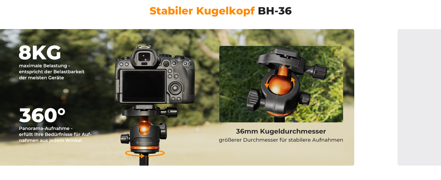 Штатив K&F Concept S255A3+BH-36, 190 см: для камер Canon, Nikon, Sony, смартфонів, відеокамер. Алюмінієвий штатив для фото- та відеозйомки