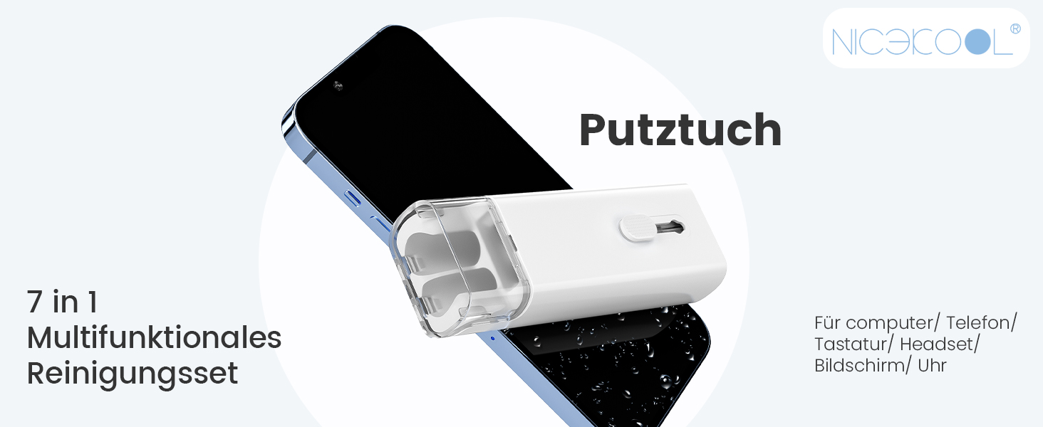 Набір для чищення клавіатури та навушників: щітка, стилус, 7 в 1. Підходить для AirPods, ноутбуків, телефонів, моніторів.