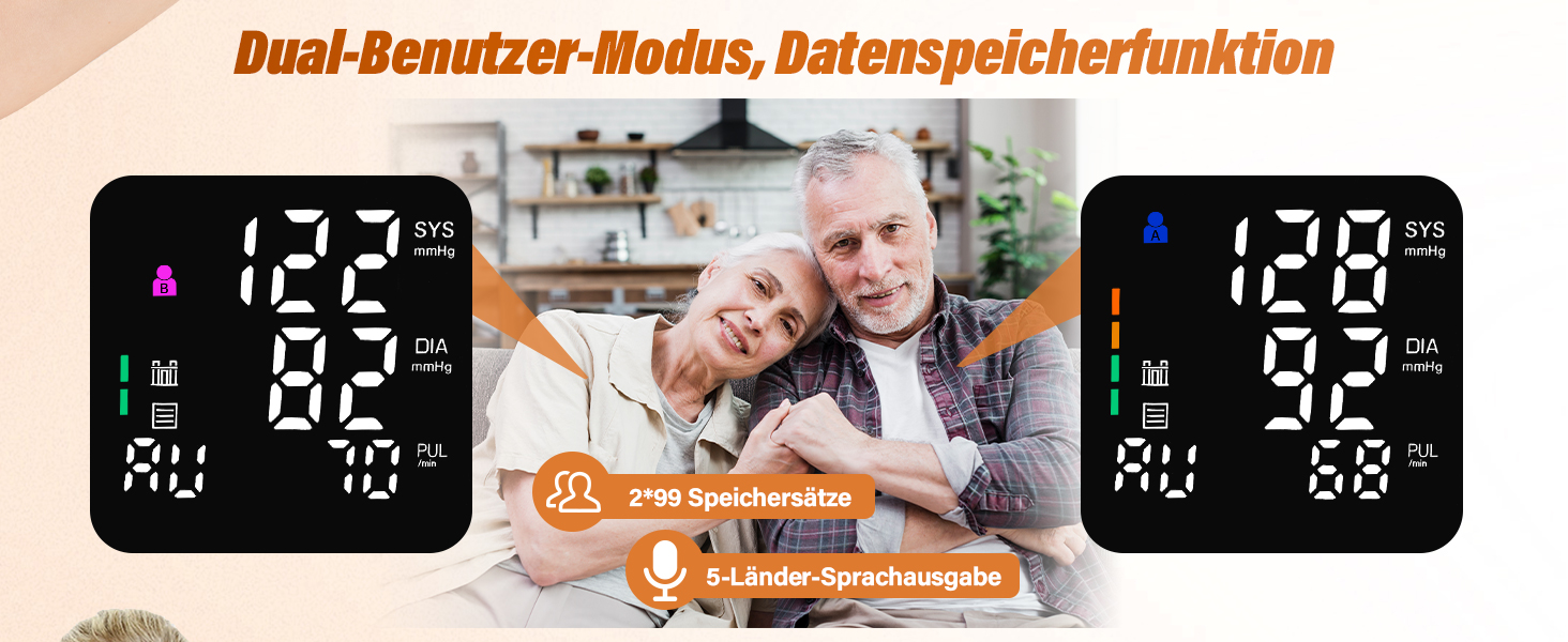 Цифровий тонометр WADEO на зап'ясті, оголошення 5 мовами, виявлення аритмії, портативний тонометр для дому та в дорогу, 2 x 99 пам'ять, з батарейками та коробкою для зберігання, білий