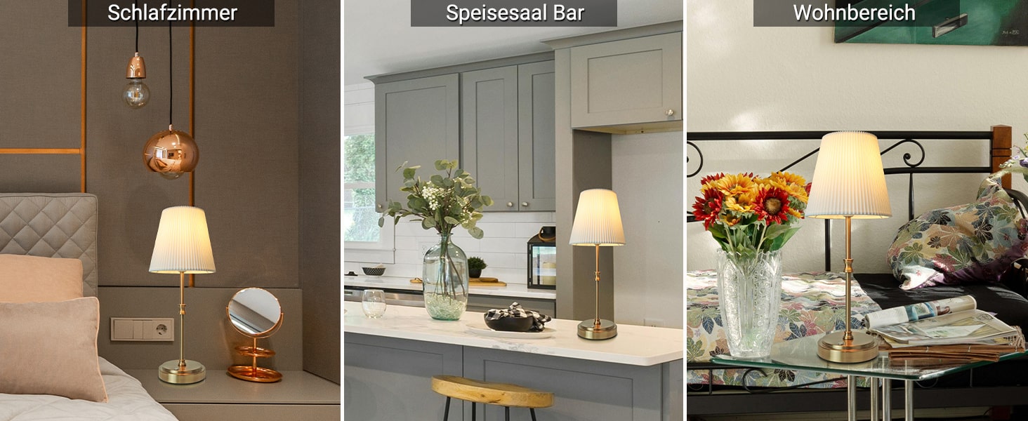 LED настільна лампа бездротова, акумуляторна, 3000mAh, торшер для спальні, вітальні, на терасу, регулювання яскравості, сенсорне управління, ретро-золотий