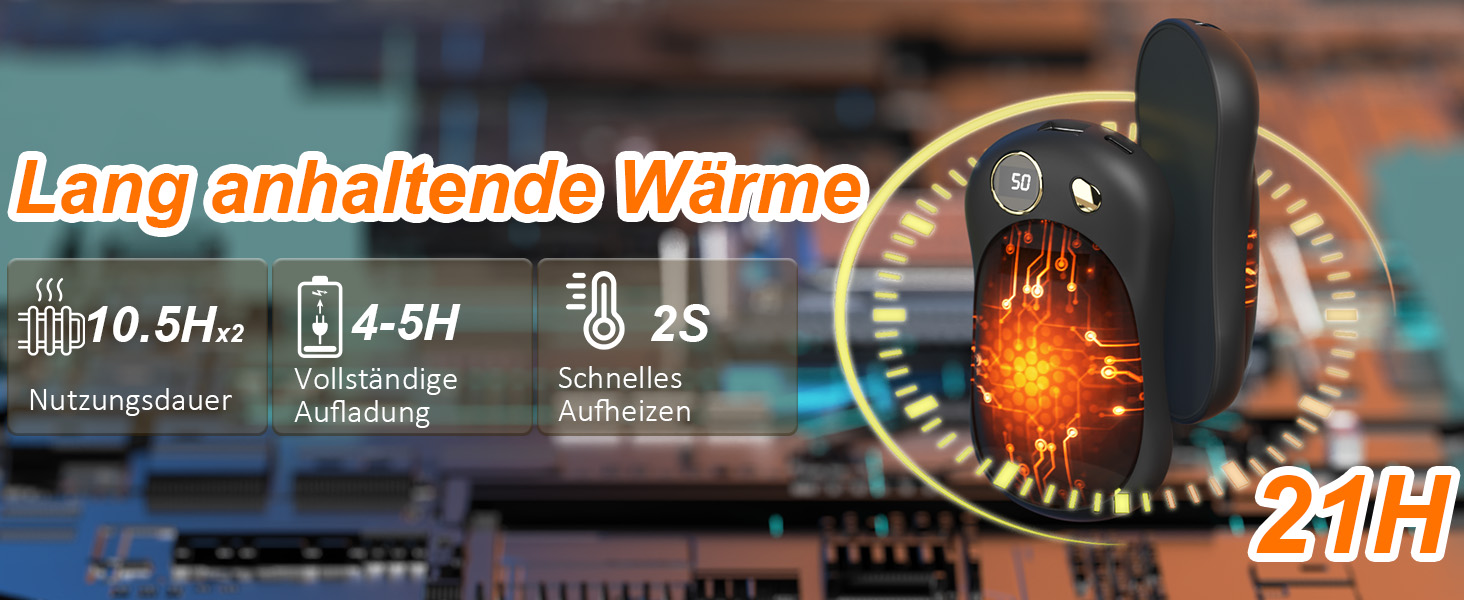 Електричні грілки для рук, 2 шт. 10000mAh з USB-C, цифровим дисплеєм, 3 режими нагріву, багаторазові для зими, подорожей та активного відпочинку