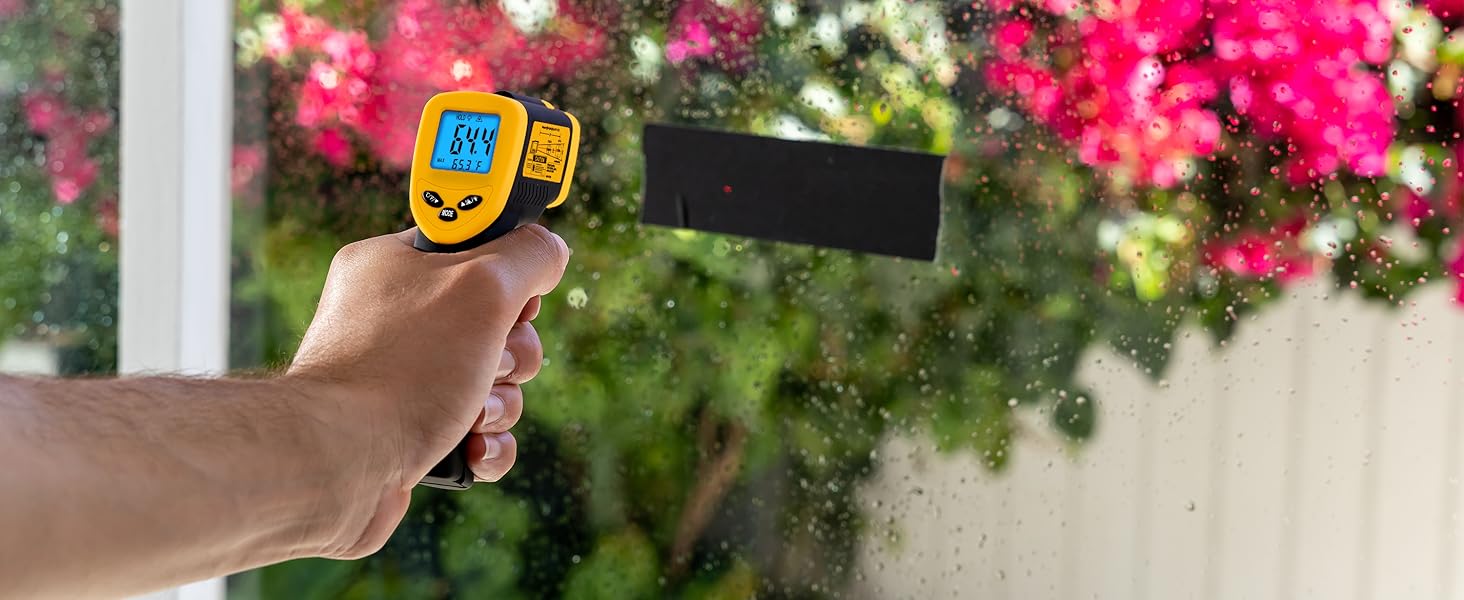 Інфрачервоний термометр Etekcity -50°C до +450°C (лазерний, цифровий) для кухні, піци, гриля, випічки. Не для вимірювання температури тіла. Жовто-чорний