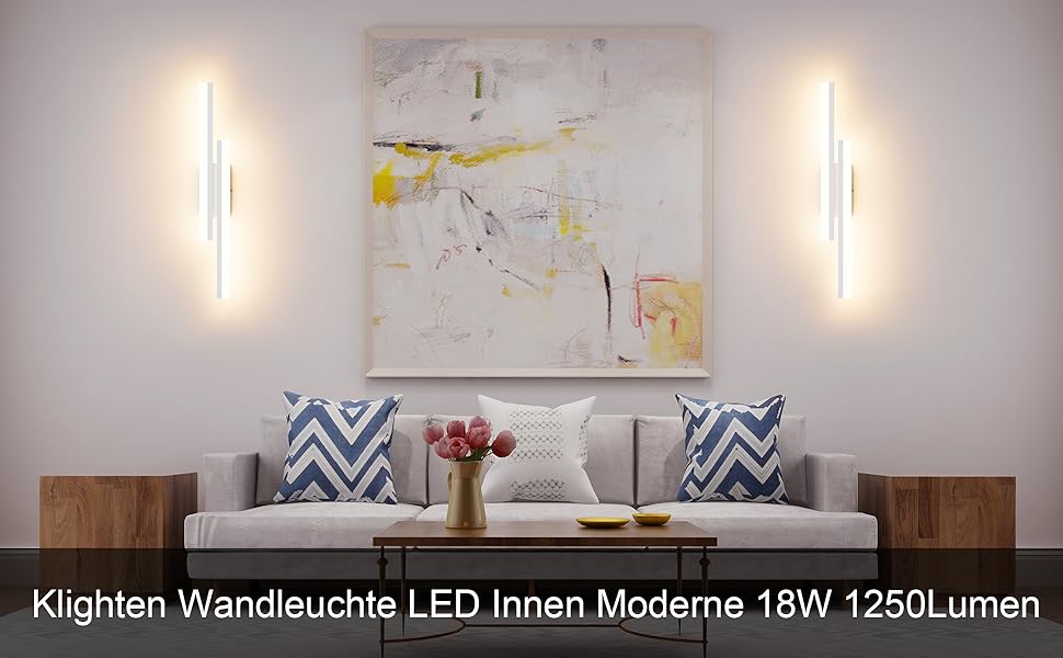 LED настінний світильник Klighten 40см, 12W, 850LM, тепле світло 3000K, для спальні, вітальні, коридору, сходинкової зони