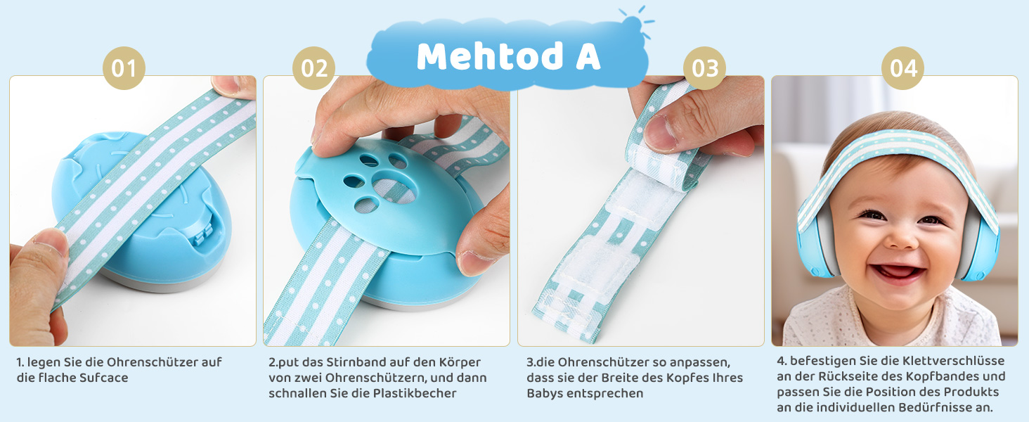 Навушники для захисту від шуму для малюків 0-2 роки, блакитні. Захист від шуму, ідеально для повсякденного використання та заходів