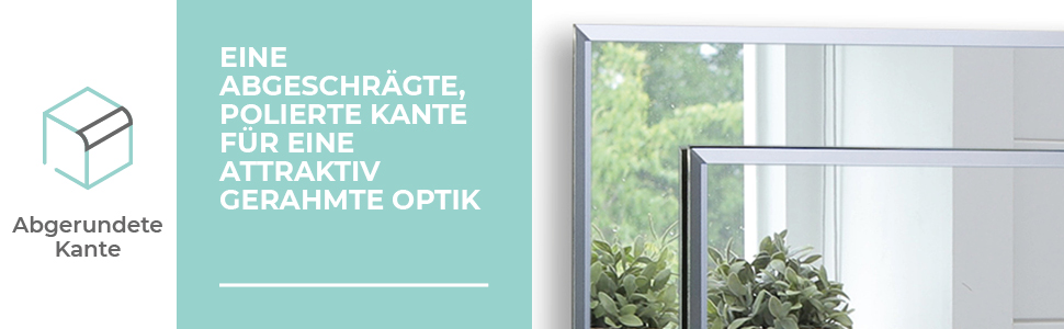 Сучасний прямокутний дзеркало для ванної кімнати, 50x40 см, з закругленими краями, настінний, 2 шари скла