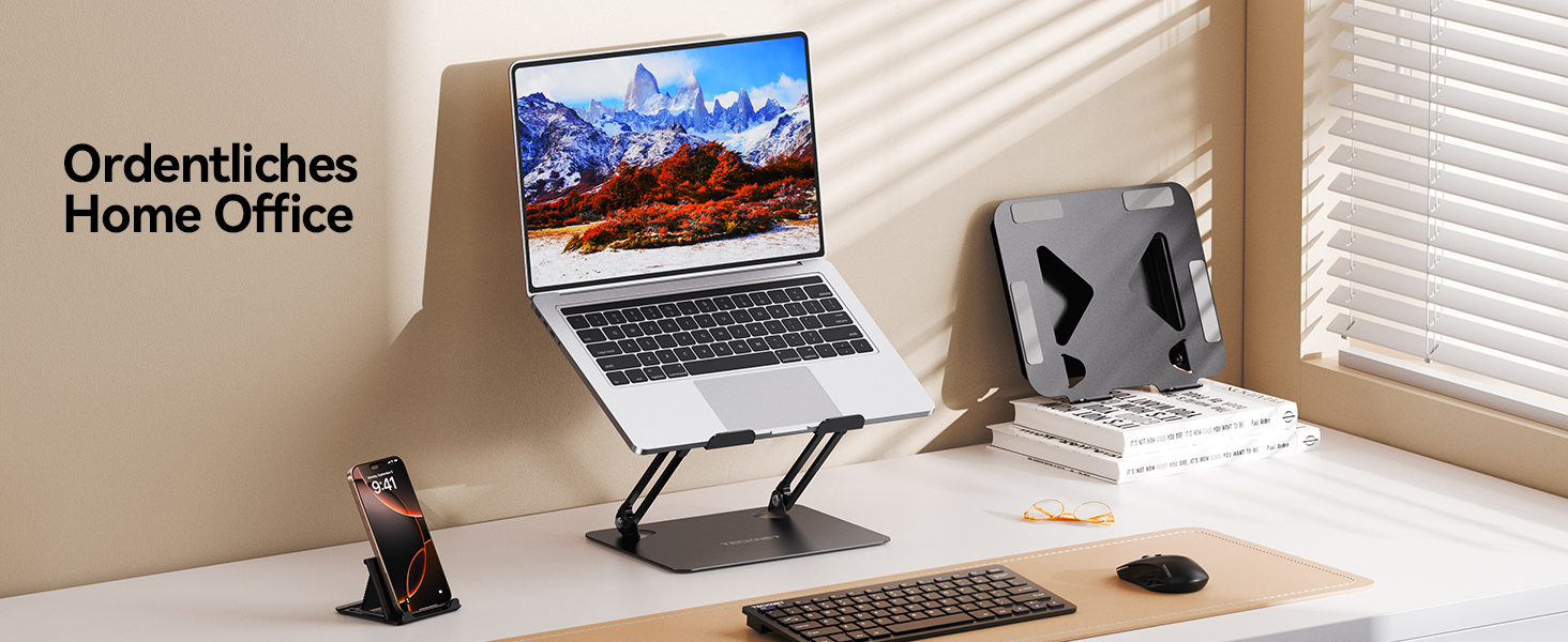 Підставка для ноутбука TECKNET, металева, регульована, чорна, 10-17.3 дюймів