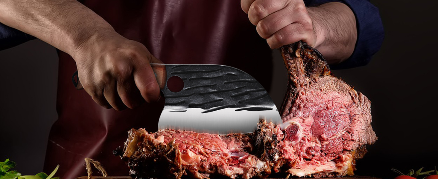 Набір кухонних ножів DRAGON RIOT 3 шт. – ручна ковка, сербський кухонний ніж, ніж для видобування Вікінга, ніж-сікач. Професійний набір для м'яса, BBQ. Подарунок для чоловіків, світло-коричневий.