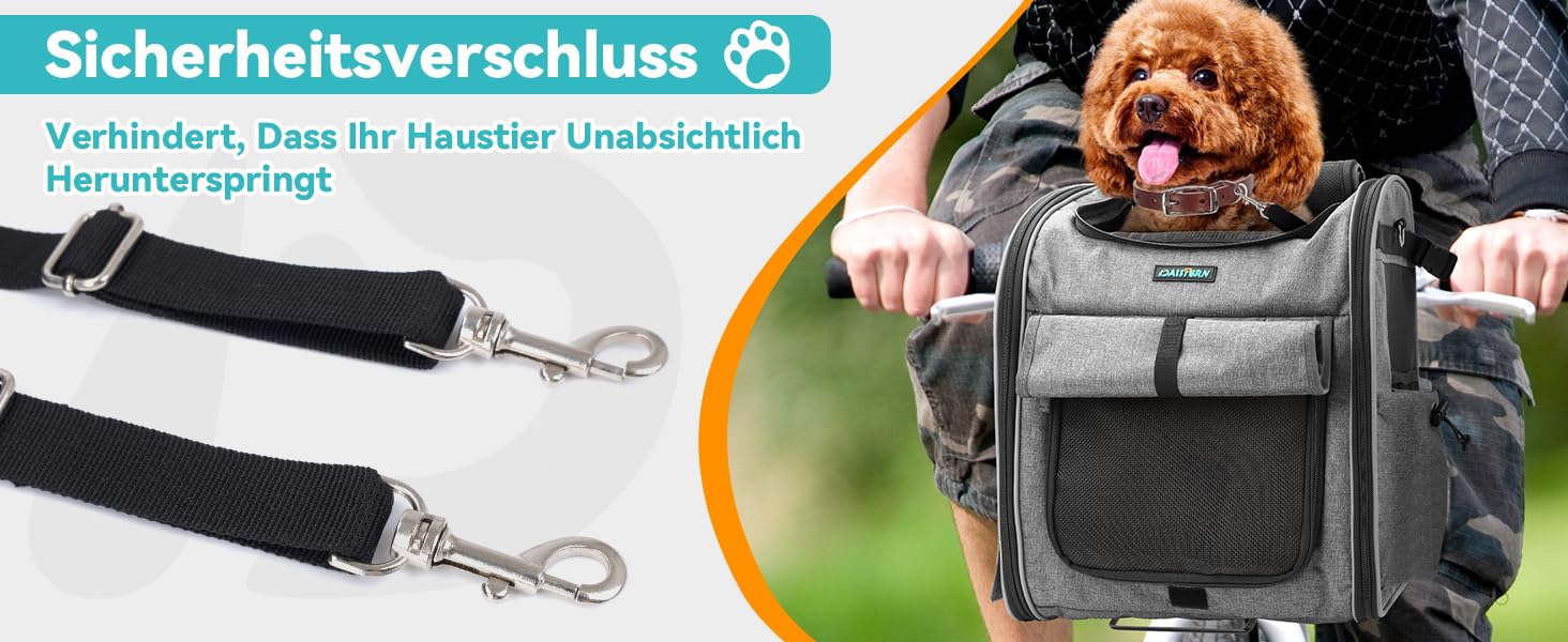 Корзина для собак на велосипед до 10 кг, складана, дихаюча, 4-в-1 (рюкзак, сумка на плече, автокрісло), з міцним L-подібним кріпленням Φ55mm, зручна подушка, світловідбиваючі смуги