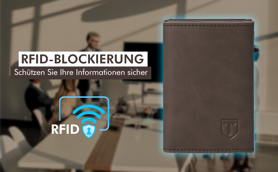 Чоловічий гаманець TENBST з відділенням для монет, Slim Wallet, картхолдер на 8-10 карт, RFID захист, преміум якість, портмоне, коричневий