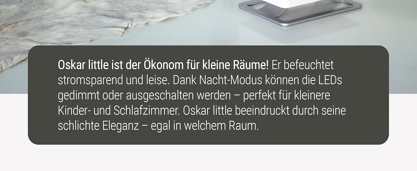 Зволожувач повітря Stadler Form Oskar little, чорний - енергозберігаючий, для кімнат до 30 м², тихий, з автовимкненням та регульованими LED