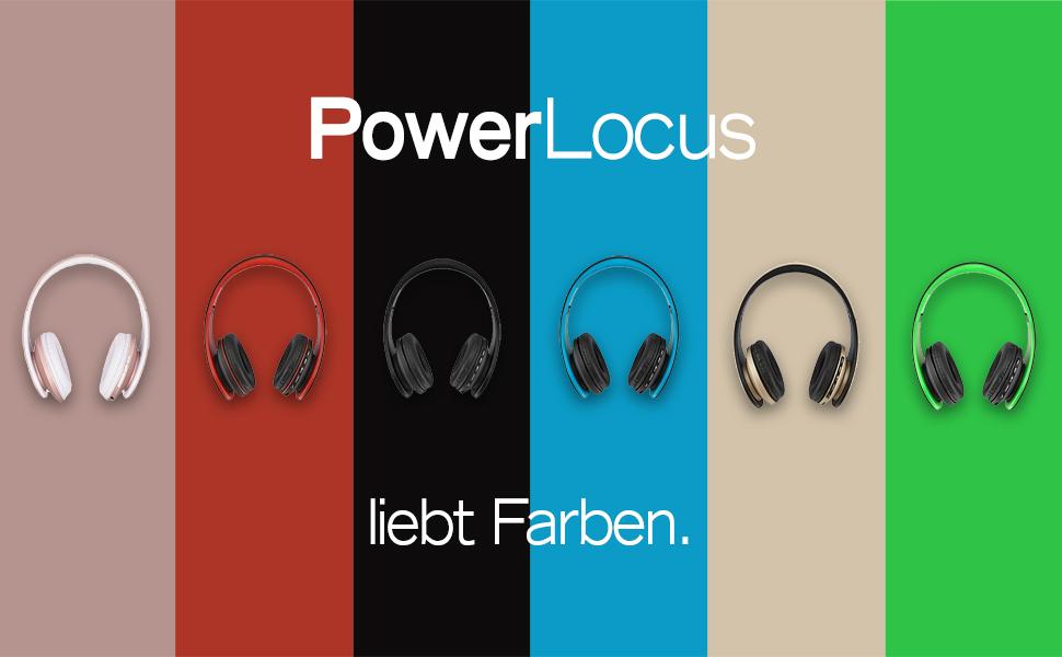 PowerLocus Бездротові навушники Over-Ear з Bluetooth, Hi-Fi стерео, FM радіо, Micro SD/TF, мікрофон, для iPhone/Android/Tablet/Laptop (Чорний/Синій)