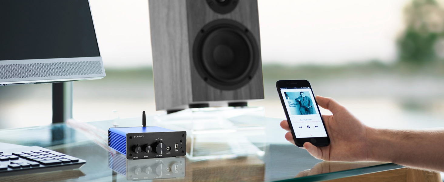 Акустичний кабель LONPOO з чистої міді 14 AWG (2 м, пара) з позолоченими банановими роз'ємами для Hi-Fi колонок, синій/чорний