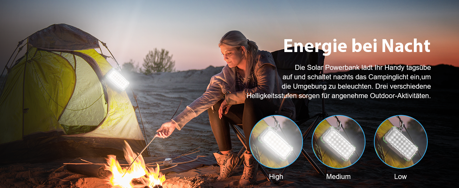 Сонячний Power Bank WASTDE 26800mAh з сонячною панеллю, чорний: зарядний пристрій для телефону, планшета, з ліхтариком (SOS), водонепроникний, для кемпінгу та подорожей