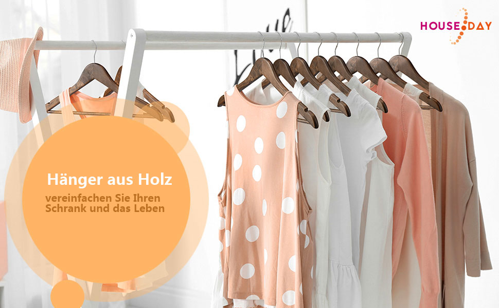 Дерев'яні вішалки для одягу HOUSE DAY, 20 шт. з горіха, стабільні, обертаються, для сорочок, костюмів, 44,5 см