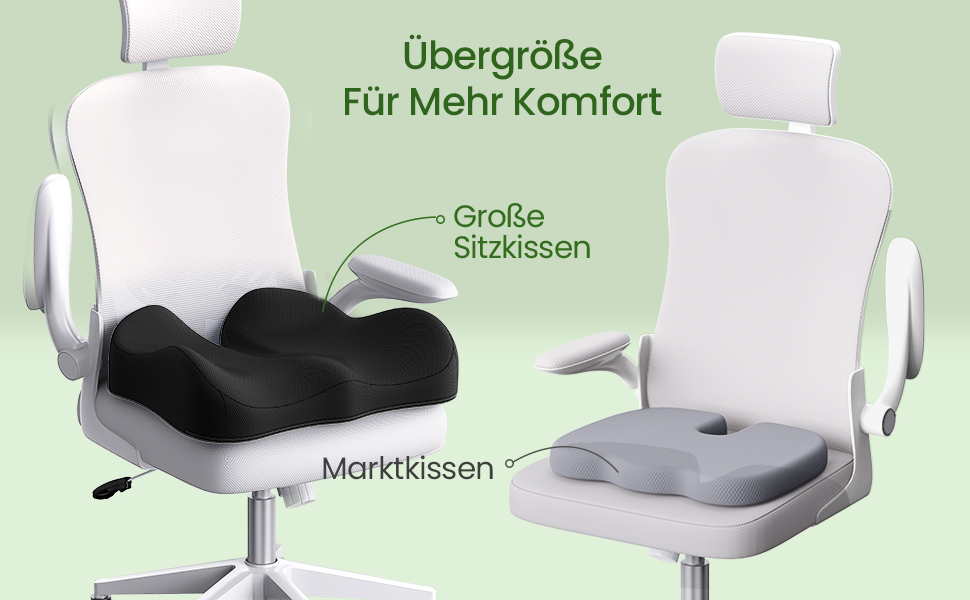 Подушка для сидіння з Memory Foam для куприка, ергономічна, для офісу, дому, авто та інвалідного візка. Захист від болю в куприку, протиковзка основа, чорний колір.