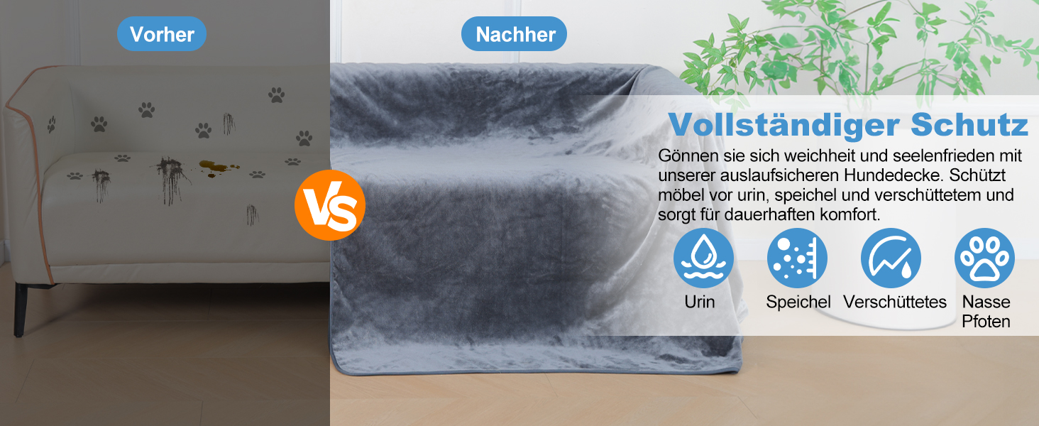 Водонепроникний плед для собак 100x120 см, миючий, з фланцевої тканини, для диванів та ліжок, з неслизьким покриттям, теплий, м'який, захист від протікань, захист меблів для собак та котів (M 100x120 см)