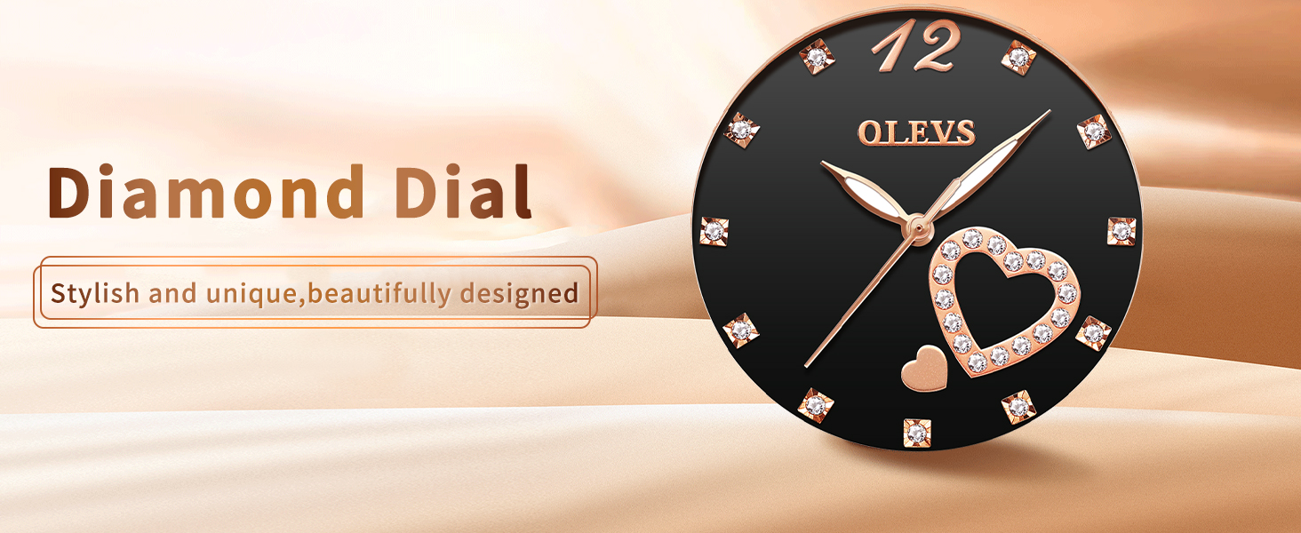 Годинник жіночий OLEVS рожеве золото з серцем та діамантом, чорно-білий циферблат, кварц, водонепроникний, комплект з браслетом, моделі 5189, рожевий