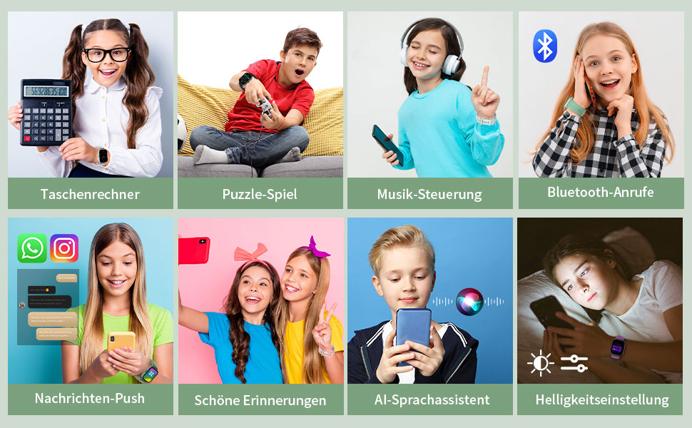 Дитячий розумний годинник Kinderuhr: фітнес-трекер з пульсометром, лічильником кроків, будильником, IP68, водонепроникний, для хлопчиків та дівчаток, рожевий