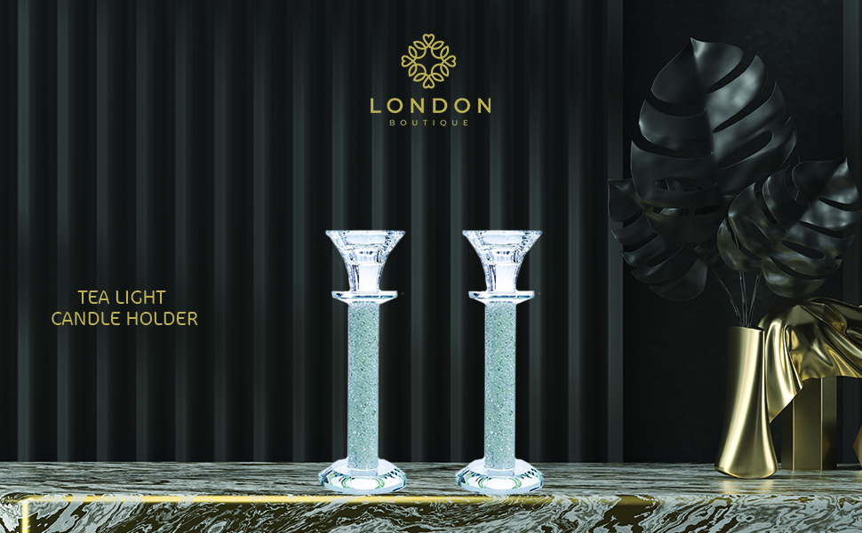 Набір свічників London Boutique, 2 шт, кришталева лотос, декор-подарунок зі Swarovski, подарункова коробка