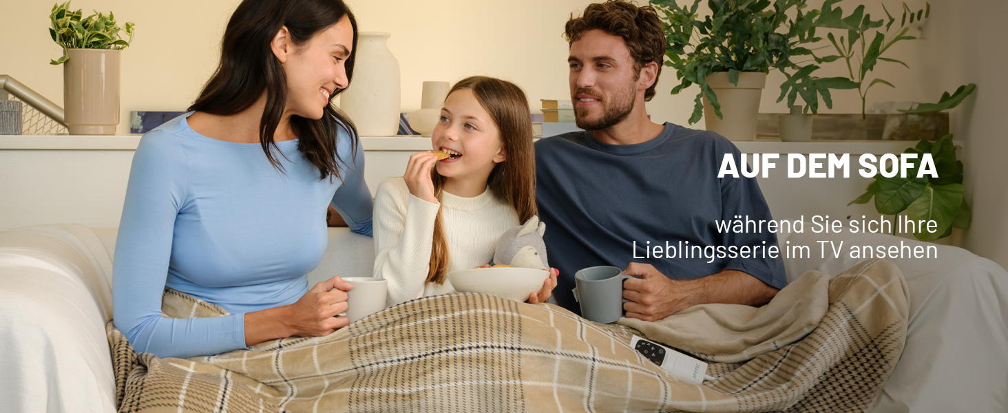 Електрична ковдра Imetec Adapto Tartan Festival, 160x120 см, з м'якої тканини, 6 температур, швидко нагрівається, безпечна, для дому, Velvet