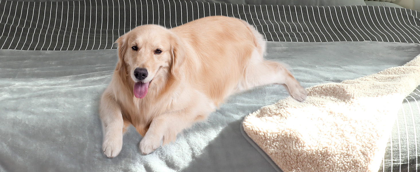 PETTOM Деки для собак та котів, флісова підстилка, водовідштовхувальна, 152 x 127 см (Світло-сірий + Бежевий)