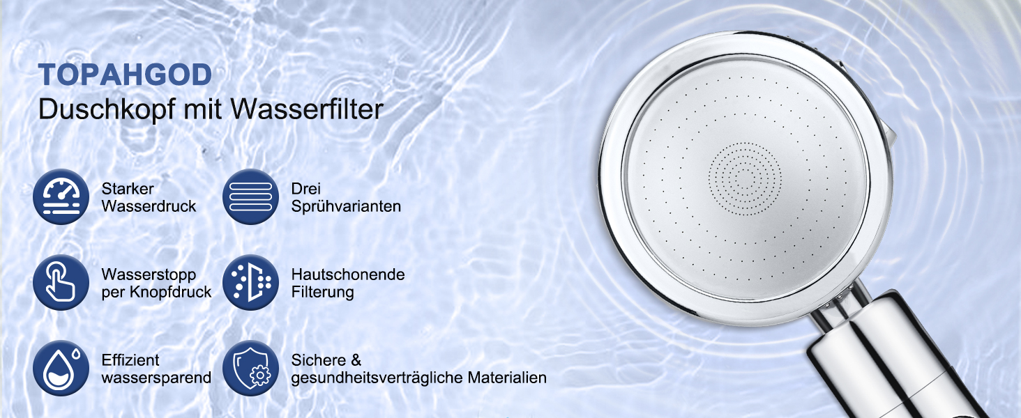 Насадка для душу зі шлангом 2м, фільтрована ручна лійка з високим тиском, економія води з мінеральними кульками, 5 режимів, стоп-функція для жорсткої води, видалення залишків хлору, бактерій та важких металів (срібляста з шлангом)