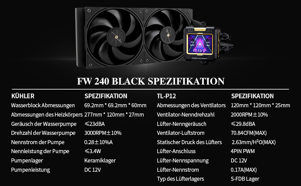 Thermalright Frozen Warframe 240 – рідинна система водяного охолодження CPU з ARGB підсвічуванням та LCD-дисплеєм (240 мм)