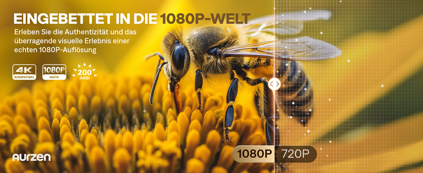 Aurzen Eazze D1 Smart Beamer: 4K проєктор для дому, Wi-Fi, Bluetooth, Netflix, Dolby Audio, автофокус, корекція трапеції, Mini проєктор, білий