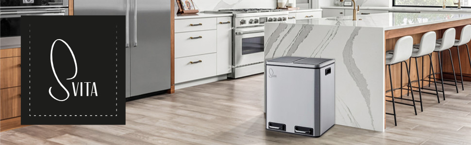 Сміттєвий відер SVITA TQ30 на 30л з педаллю та Softclose кришкою, нержавіюча сталь (Білий)