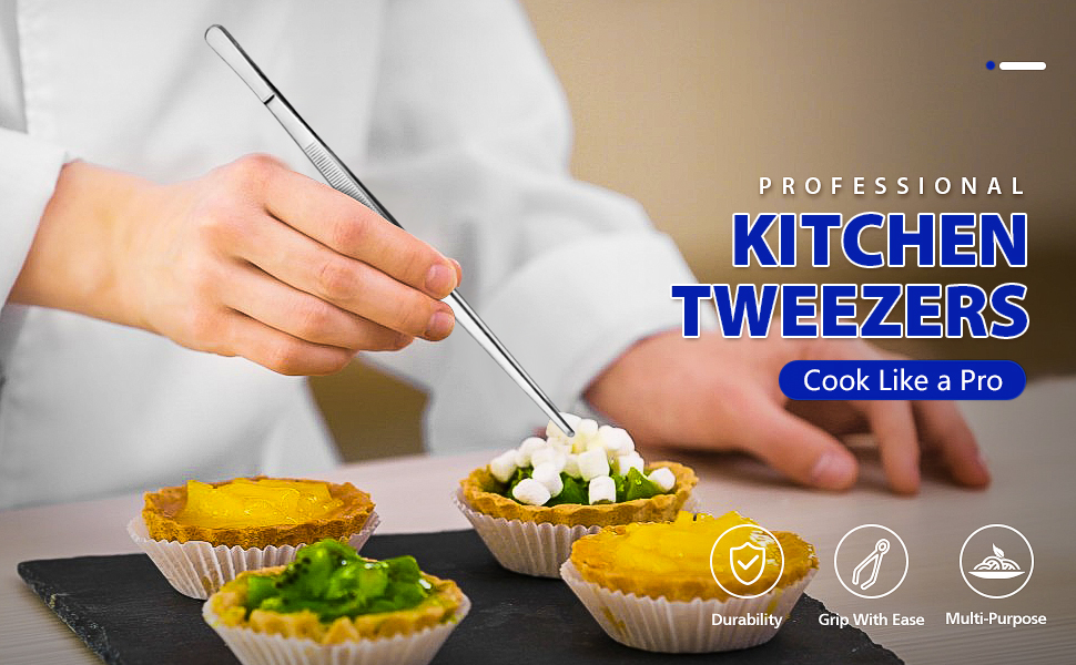 Набір кухонних пінцетів 10 дюймів, професійний, з нержавіючої сталі, для приготування, декорування та BBQ