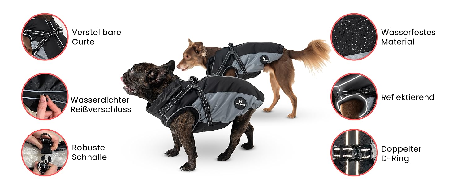 DOGOPAL Raincoat for Dogs with Integrated Harness – Waterproof Dog Raincoat, Windproof Dog Coat, Reflective Rain Jacket for Small & Large Dogs, High Visibility (Gray, #3)