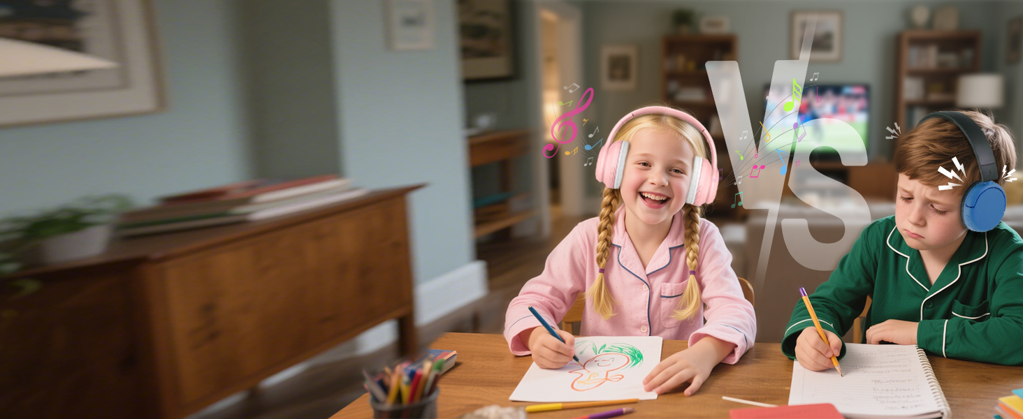 Дитячі навушники LOBKIN Bluetooth Over-Ear з чохлом, рожеві, ANC, складні, регульовані, для школи та подорожей