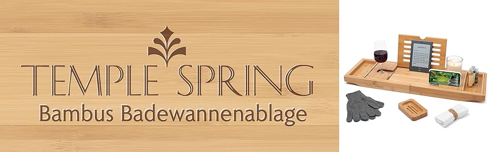 Бамбукова полиця для ванни Temple Spring, органайзер для аксесуарів, столик із натурального дерева для ванної кімнати
