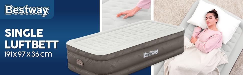 Повітряний матрац Bestway Fortech з вбудованим електричним насосом, односпальний (191x97x46 см)